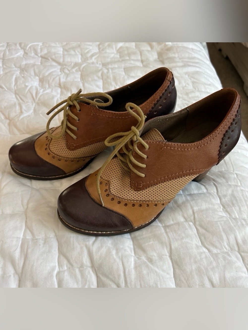 Spring Step L'ARTISTE BARDOT SHOES Brown Cream Color - Sz 7- $150 retail - Picture 3 of 8